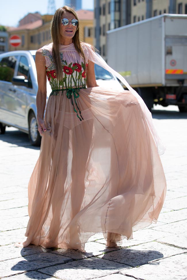 Anna Dello Russo colpisce tutti: intimo a vista by Gucci. Foto Anna Dello Russo colpisce tutti: intimo a vista by Gucci. Foto