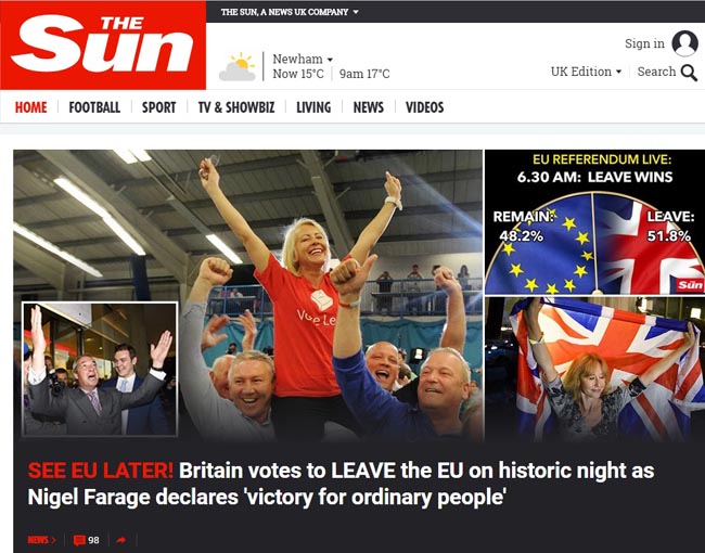 Brexit vista dai giornali britannici. Foto