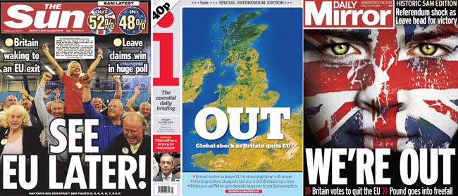 Brexit vista dai giornali britannici. Foto