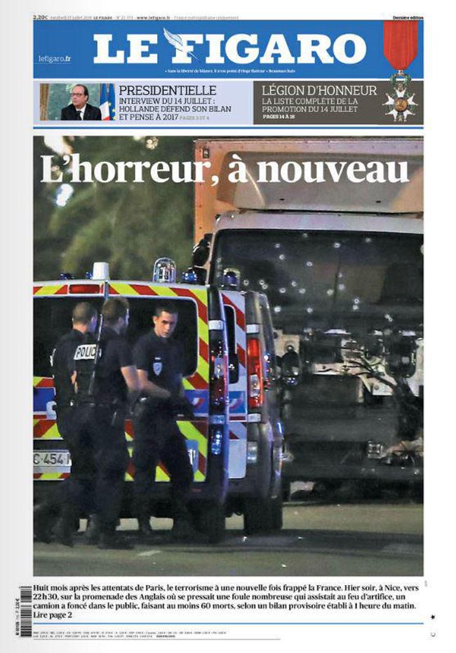 Strage a Nizza, la notizia nel mondo: ecco le prime pagine dei giornali