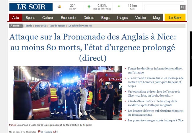 Strage a Nizza, la notizia nel mondo: ecco le prime pagine dei giornali