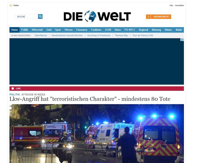 Strage a Nizza, la notizia nel mondo: ecco le prime pagine dei giornali