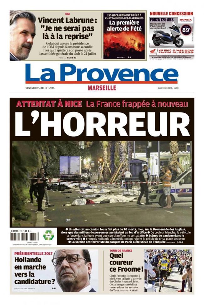 Strage a Nizza, la notizia nel mondo: ecco le prime pagine dei giornali