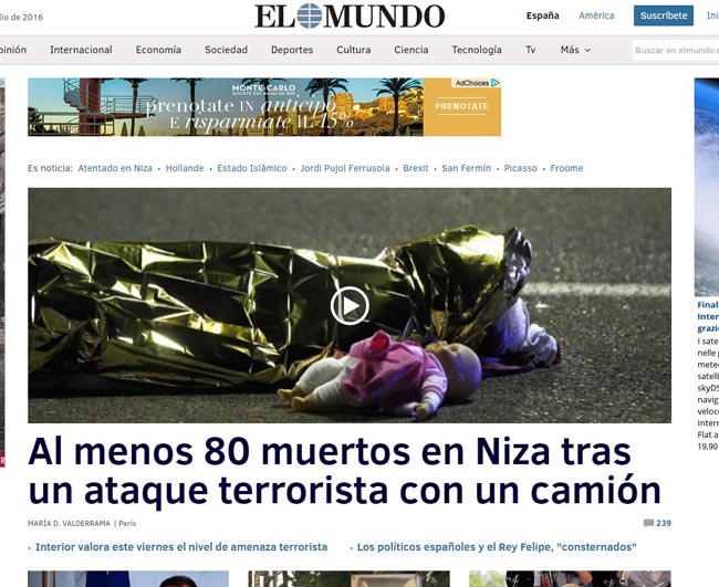 Strage a Nizza, la notizia nel mondo: ecco le prime pagine dei giornali