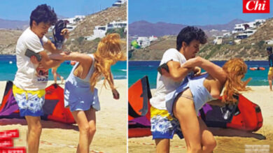 Lindsay Lohan aggredita in spiaggia dall’ex fidanzato. E va fuori di seno…