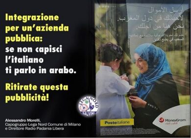 Poste italiane, la pubblicità è in arabo. Morelli (Lega): “Ritiratela”