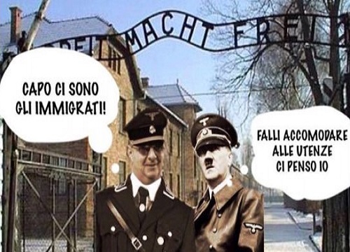Hitler e Auschwitz: immagine shock su facebook del comitato ‘no profughi’ Hitler e Auschwitz: immagine shock su facebook del comitato ‘no profughi’