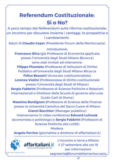 Referendum, il Forum della Meritocrazia e Affaritaliani.it entrano nel merito