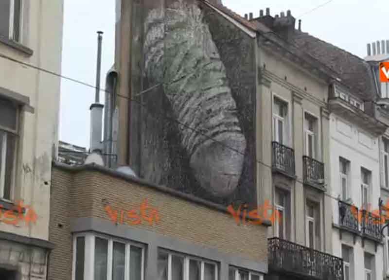 Pene gigante su un palazzo: il murales divide Bruxelles. Video Pene gigante su un palazzo: il murales divide Bruxelles. Video