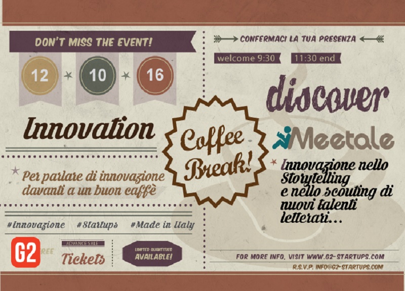 Innovation Coffee Break: caffè e startup con G2 in Copernico Innovation Coffee Break: caffè e startup con G2 in Copernico