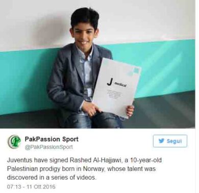 Juventus: preso Rashed Al-Hajjawi il bimbo prodigio. Baby Messi in bianconero