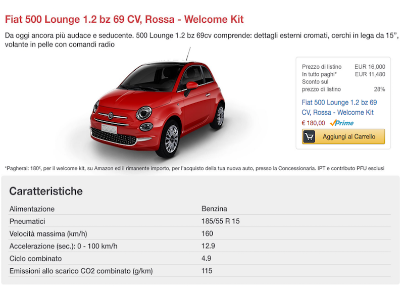 Amazon vende online anche la Panda: accordo con Fca Amazon vende online anche la Panda: accordo con Fca