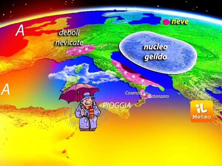 Previsioni meteo, Italia nella morsa del gelo. Arriva la neve anche al Nord Previsioni meteo, Italia nella morsa del gelo. Arriva la neve anche al Nord