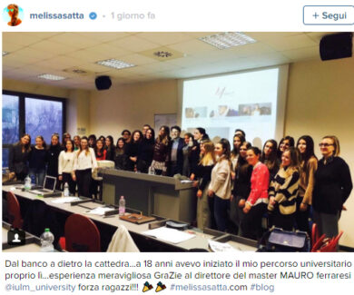 Melissa Satta sale in cattedra allo Iulm di Milano. La lezione di lady Boateng