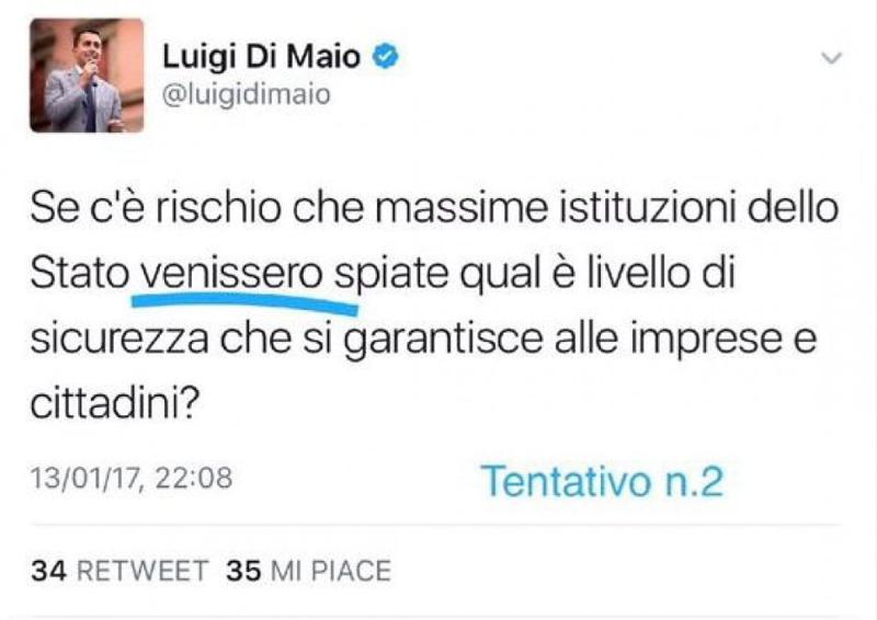 M5s, Di Maio e il congiuntivo: tre tentativi per un tweet