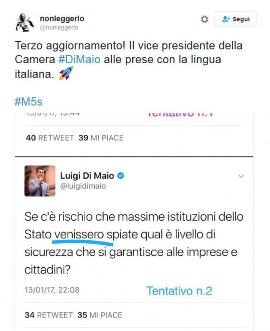 M5s, Di Maio e il congiuntivo: tre tentativi per un tweet