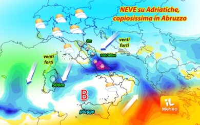 Previsioni meteo: neve, vento e acqua sulle regioni Adriatiche, è emergenza