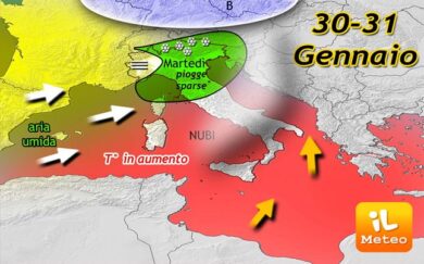 Previsioni meteo: arriva tantissima neve sulle Alpi. Pioggia al Centro-Nord