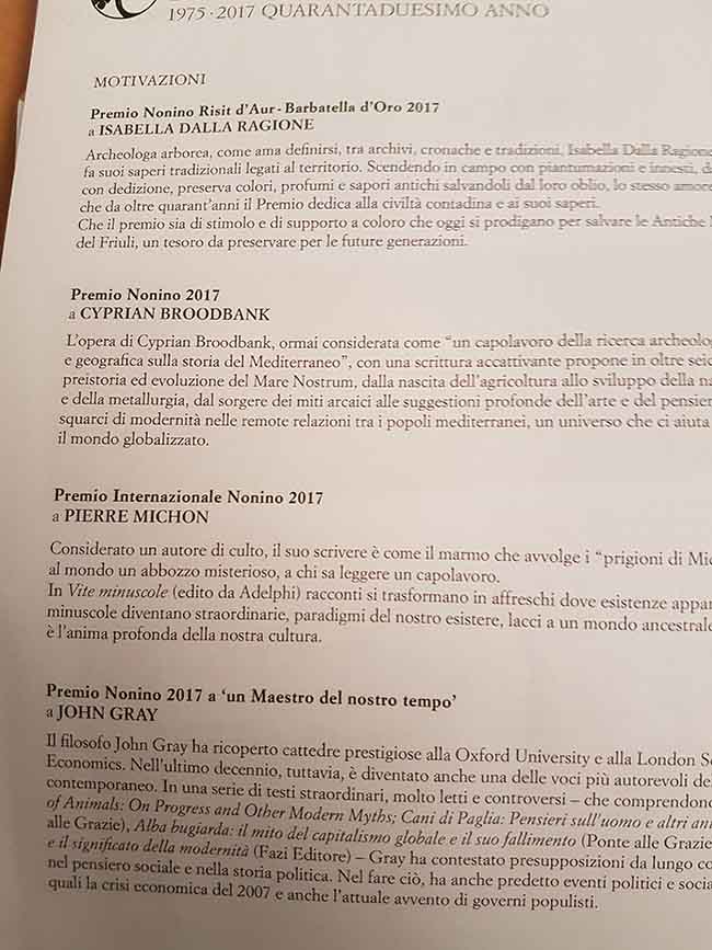 Premio Nonino, e Pierre Michon incantò con un discorso sulle radici. Video