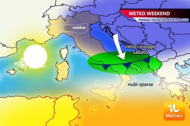 Previsioni meteo, weekend con piogge veloci al Centro-Sud