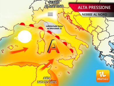 Previsioni meteo: alta pressione fino a metà settimana, poi maltempo
