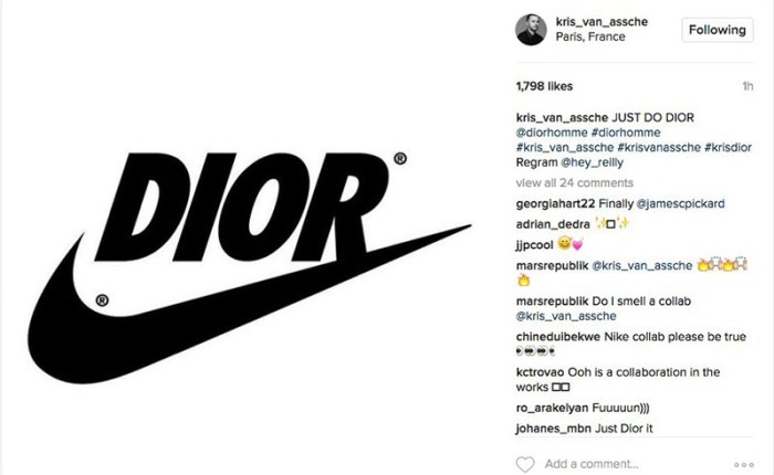 Dior si mette il baffo di Nike. Strategia di lancio? E’ giallo Dior si mette il baffo di Nike. Strategia di lancio? E’ giallo