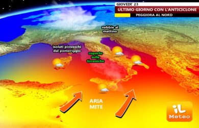 Previsioni meteo: l’alta pressione perde colpi. Maltempo verso il weekend