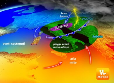 Previsioni meteo: maltempo in arrivo. Nubifragi in serata. La mappa