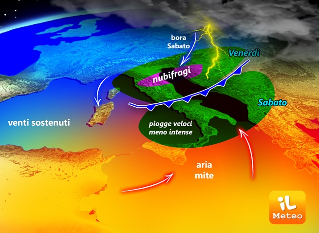 Previsioni meteo: maltempo in arrivo. Nubifragi in serata. La mappa Previsioni meteo: maltempo in arrivo. Nubifragi in serata. La mappa