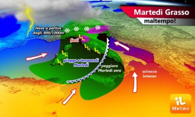 Meteo: maltempo in arrivo al Nord, neve sulle Alpi