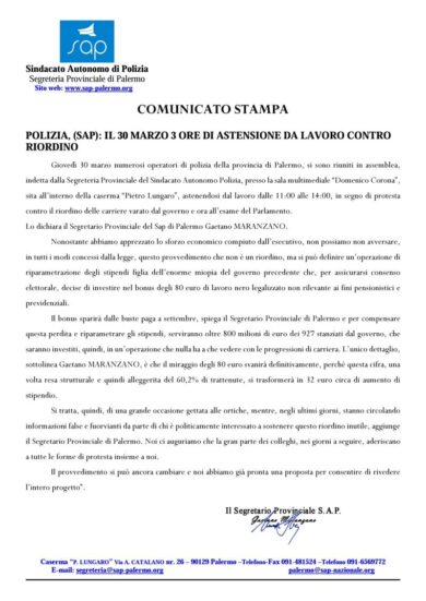 Polizia, gli agenti protestano contro il riordino. Sciopero di 3 ore