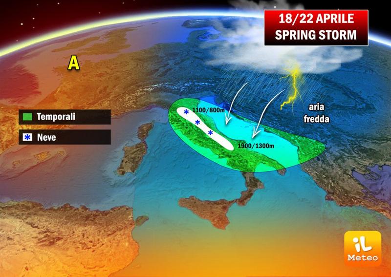 Previsioni meteo, ecco la “spring storm”: temporali e temperature a picco Previsioni meteo, ecco la “spring storm”: temporali e temperature a picco