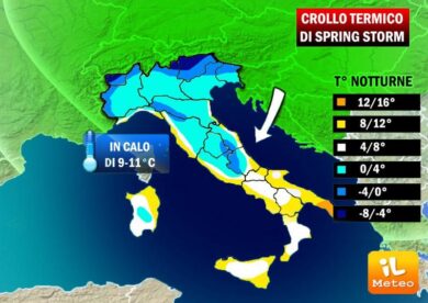 Previsioni meteo, con Spring Storm temperature giù di 10 gradi. La mappa