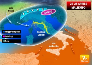 Previsioni meteo, Italia nel maltempo: temporali, nubifragi e neve sulle Alpi