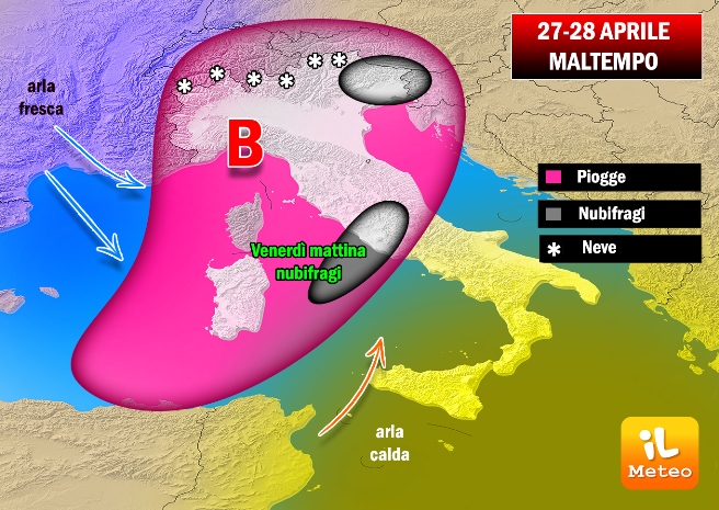 Previsioni meteo: ancora due giorni di maltempo, con neve e anche nubifragi Previsioni meteo: ancora due giorni di maltempo, con neve e anche nubifragi