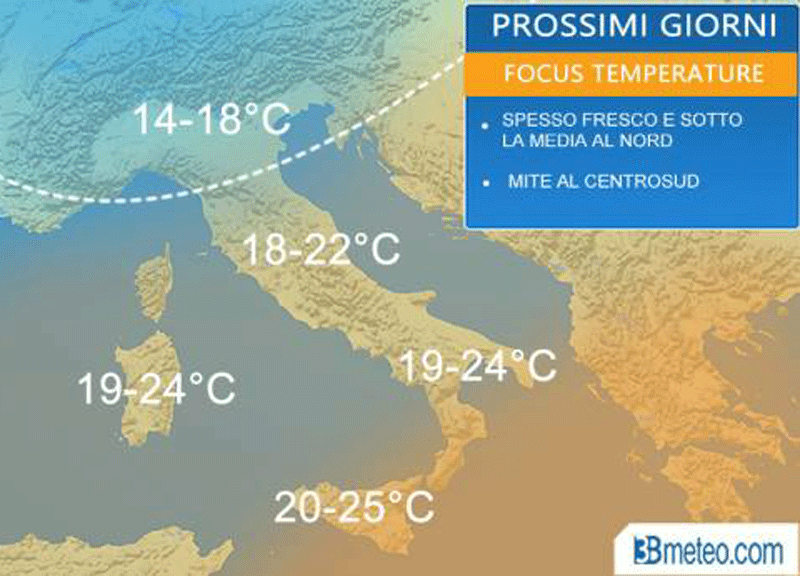 Meteo/ Freddo fuori stagione al Nord, quasi estate al Sud. La mappa dei gradi Meteo/ Freddo fuori stagione al Nord, quasi estate al Sud. La mappa dei gradi
