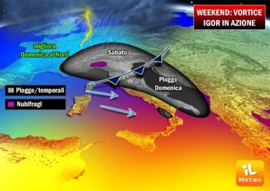 Previsioni meteo: nel weekend il grande ritorno del vortice Igor