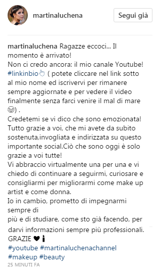 Uomini e donne, Martina Luchena e Giulia De Lellis: tutorial make up YouTube