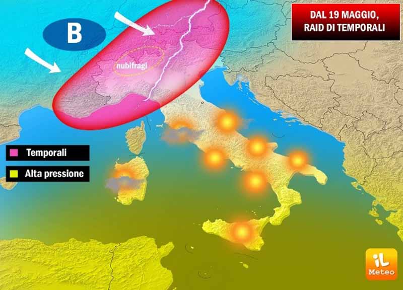 Previsioni meteo, raid di temporali e grandine al Nord Previsioni meteo, raid di temporali e grandine al Nord