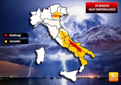 Previsioni meteo: temporali al Sud, poi il caldo di Hannibal