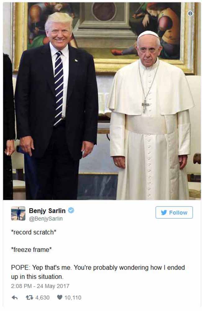 Donald Trump incontra papa Francesco. Ed è boom di meme e ironie sul web. FOTO