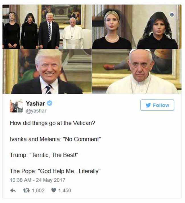 Donald Trump incontra papa Francesco. Ed è boom di meme e ironie sul web. FOTO