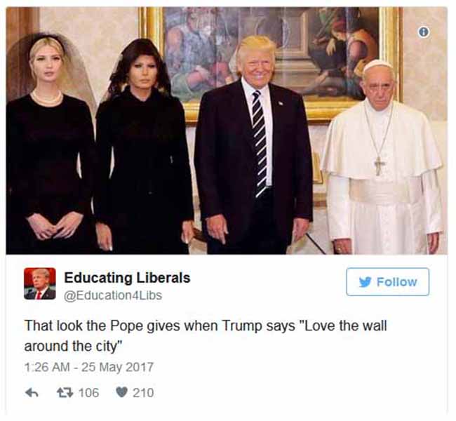 Donald Trump incontra papa Francesco. Ed è boom di meme e ironie sul web. FOTO