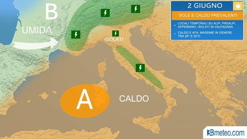 Previsioni meteo: Ponte del 2 giugno caldo, attenzione ai temporali di calore Previsioni meteo: Ponte del 2 giugno caldo, attenzione ai temporali di calore