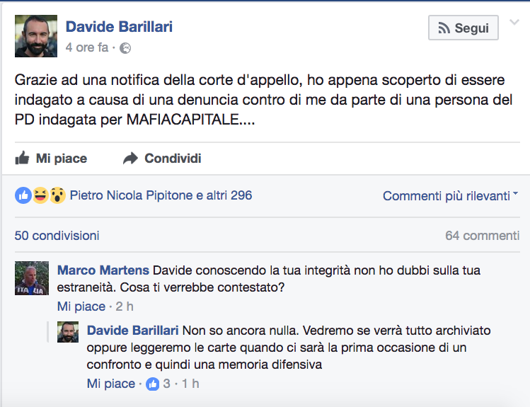 M5s altro indagato:consigliere regionale Barillari denunciato per diffamazione M5s altro indagato:consigliere regionale Barillari denunciato per diffamazione