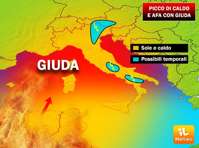 Previsioni meteo, picco del caldo con l’anticiclone Giuda Previsioni meteo, picco del caldo con l’anticiclone Giuda