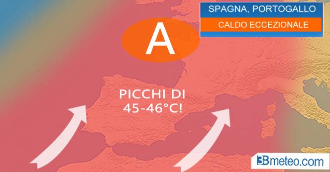 Meteo, in Spagna e in Portogallo picchi di 45-46 gradi. Sarà sempre peggio Meteo, in Spagna e in Portogallo picchi di 45-46 gradi. Sarà sempre peggio