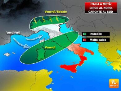 Previsioni meteo, Italia divisa tra Circe e Caronte