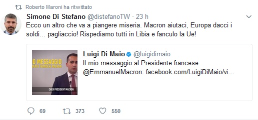 Migranti: Maroni retwitta CasaPound. Il Pd: “Manca l’Olocausto…”
