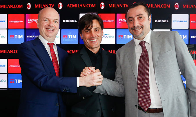 Milan, Montella: “Obiettivo Champions”. Fassone: “Mercato? C’è ancora budget”